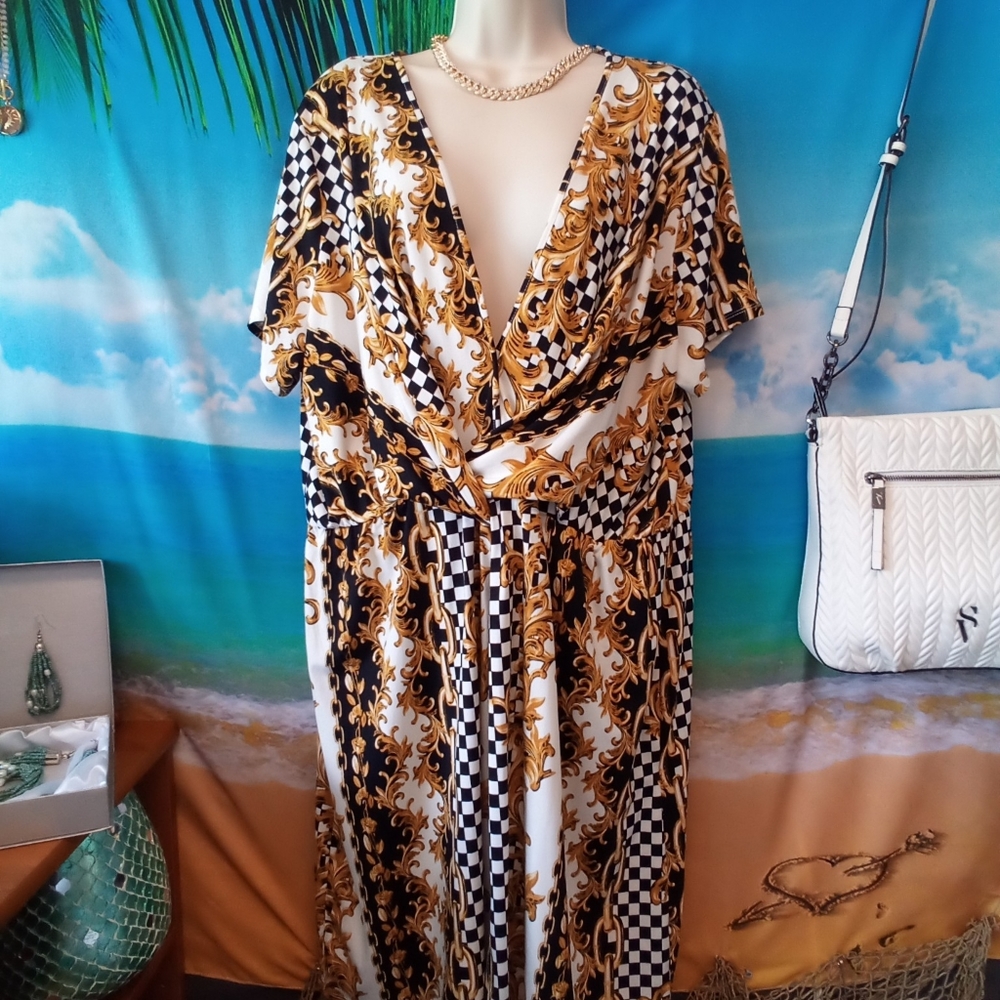 La Fleur V-neck dress, 2X